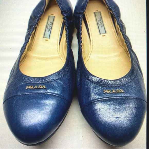 Prada Milano navy elastic ballet flats with original box, tissue, and silk bag. - Picture 2 of 3